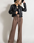 Cropped Faux Leather Jacket