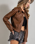 Cropped Faux Leather Jacket