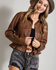 Cropped Faux Leather Jacket