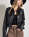 Cropped Faux Leather Jacket