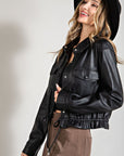 Cropped Faux Leather Jacket