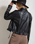 Cropped Faux Leather Jacket