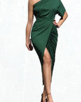 One Shoulder Ruched Bodycon Dress