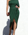 One Shoulder Ruched Bodycon Dress