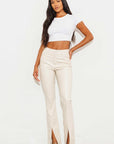 Vegan Leather Split Front Pants