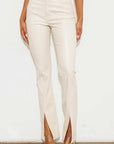 Vegan Leather Split Front Pants