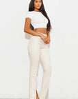 Vegan Leather Split Front Pants