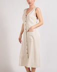 V-Neck Button Down Midi Dress