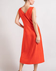 V-Neck Button Down Midi Dress