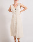 V-Neck Button Down Midi Dress