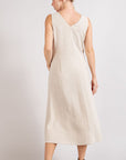 V-Neck Button Down Midi Dress
