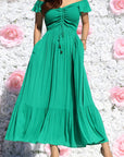 Off The Shoulder Woven Maxi Dress