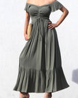Off The Shoulder Woven Maxi Dress