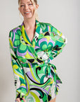 Printed Wrap Long Sleeve Romper