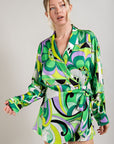 Printed Wrap Long Sleeve Romper