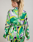 Printed Wrap Long Sleeve Romper