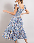 Ruffle Sleeve Floral Midi Dress