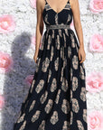 Open Back Printed Maxi Dress