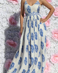 Open Back Printed Maxi Dress