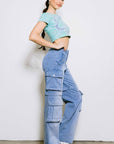 Mid Rise Cargo Jeans