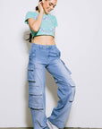 Mid Rise Cargo Jeans