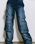 Mid Rise Cargo Jeans