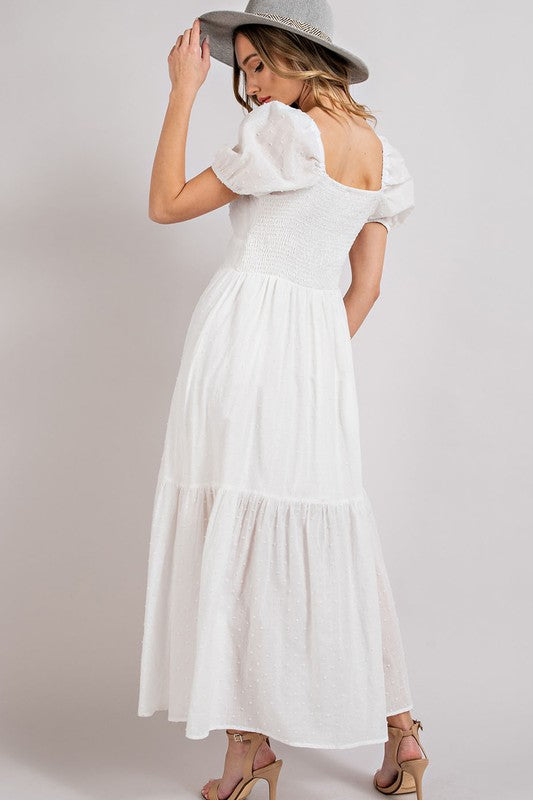 Puff Short Sleeve Maxi Dress