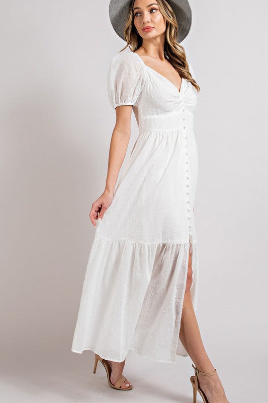 Puff Short Sleeve Maxi Dress