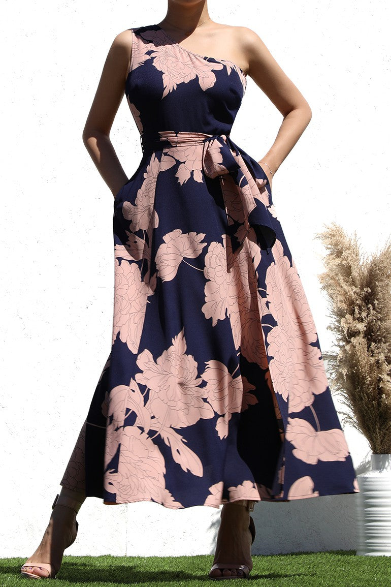 One Shoulder Floral Midi Dress One Shoulder Floral Midi Dress