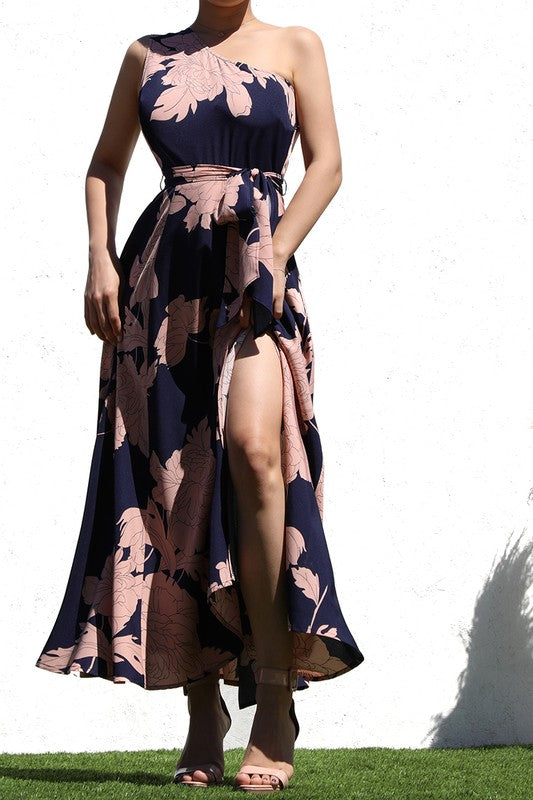 emmylou floral one shoulder midi dress Emmylou Floral One Shoulder Midi Dress