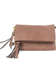 Flap-over Tassel Crossbody Clutch