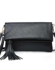 Flap-over Tassel Crossbody Clutch