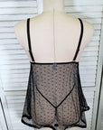Lace and Dot Mesh Babydoll Set