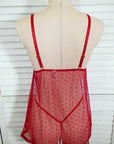 Lace and Dot Mesh Babydoll Set