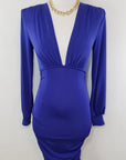 Deep Plunge Long Sleeve Midi Dress