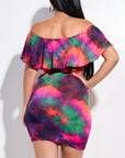 Tie Dye Ruffled Top and Skirt Set
