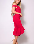Ruffled Off the Shoulder Midi Dress