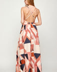 Plunging Neck Open Back Maxi Dress