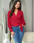 Women's Long Sleeve Surplice Top