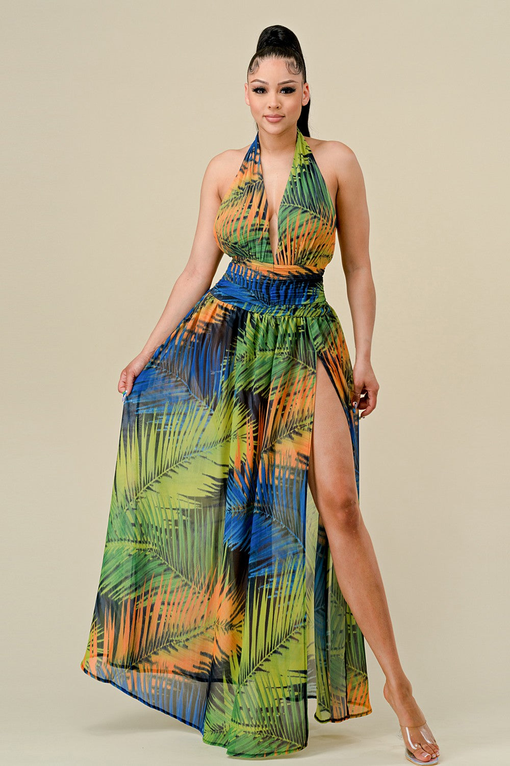 Tropical Print Halter Maxi Dress Dominique Nicole Boutique Tropical Print Halter Maxi Dress Dominique Nicole Boutique