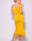Ruffled Off the Shoulder Midi Dress