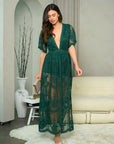 Short sleeve Lace Overlay Maxi Dress