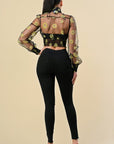 Floral Long Sleeve Sheer Top