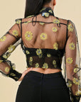 Floral Long Sleeve Sheer Top