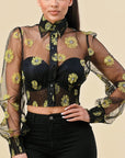 Floral Long Sleeve Sheer Top