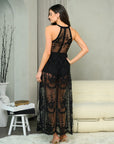 Side Split Lace Overlay Maxi Dress