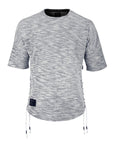 Wide Shoulder Short Sleeve Laced Up T-Shirt