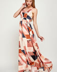 Plunging Neck Open Back Maxi Dress
