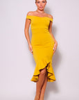 Ruffled Off the Shoulder Midi Dress