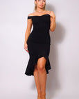 Ruffled Off the Shoulder Midi Dress